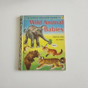 Wild Animal Babies { A } -- 1973 Vintage Children&#39;s Little Golden Book -- Picture Book -- Animal Stories --   Baby Shower Book