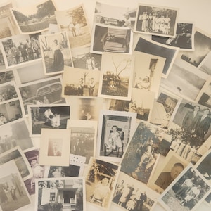 Antique Photographs -- Lot Of 50 Antique Black & White Photos -- Assorted Family Photos Old Fashioned Photographs Journal Scrapbook Ephemera