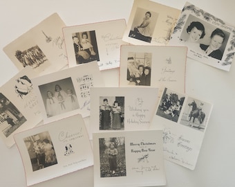 Vintage Christmas Photographs Cards -- Set Of 11 Vintage Black & White Photos -- Vintage Christmas -- Retro Greeting Christmas Cards