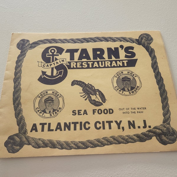 Captain Starn's Restaurant Atlantic City Group Photo Souvenir -- Atlantic City Memorabilia --  1958 Vintage Black & White Group Photo