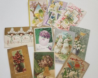 Antique Easter Embossed Postcards -- YOU CHOOSE -- 1910's Travel Postcard Ephemera -- Floral Greetings -- Collectible Ephemera