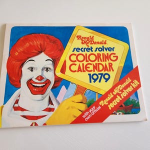 Vintage Ronald McDonald Secret Solver Coloring Calendar { 1979 } -- McDonald&#39;s Calendar Collectible -- 1970s Nostalgia Wall Calendar