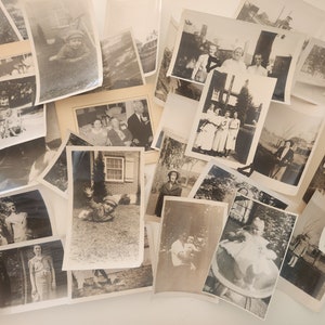 Antique Photographs -- Lot Of 50 Antique Black & White Photos -- Old Fashioned Photographs -- Journal Scrapbook Ephemera -- Photo Crafts