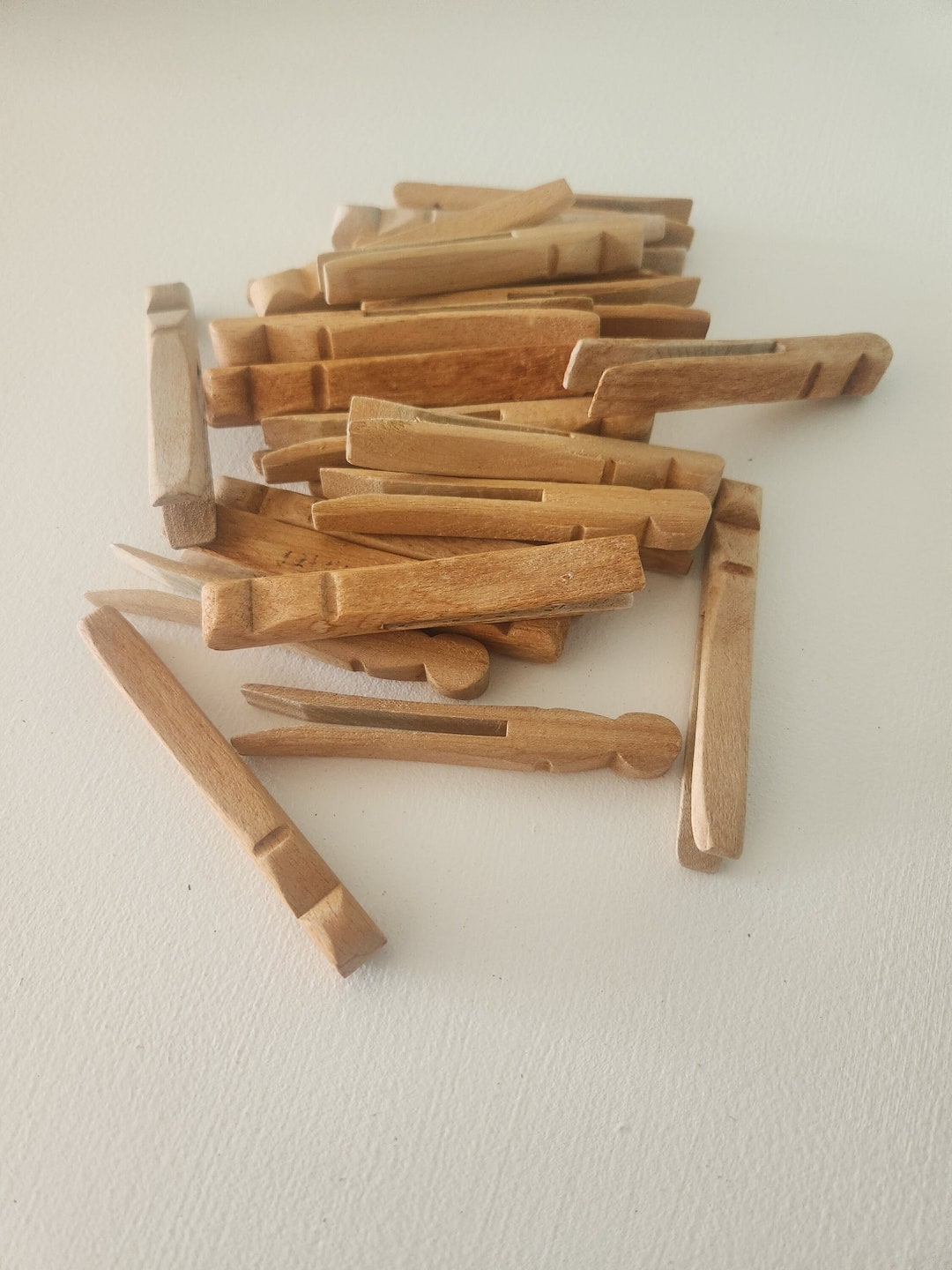 Vintage Wooden Clothes Pins -- Wooden Laundry Pins -- Lot of 25 Doll ...