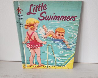 Little Swimmers Vintage Children's Picture Book 1960 Rand McNally Tip Top Elf Book