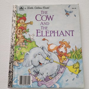 The Cow And The Elephant by Claude Clayton -- 1983 Vintage Children&#39;s Little Golden Book -- Picture Book -- Animal Stories -- Youth Fiction