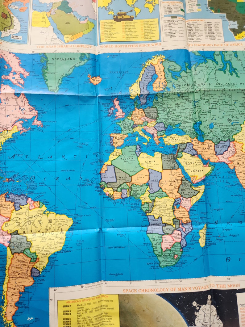 Vintage World Map – Races and Religions, New Nations - Etsy