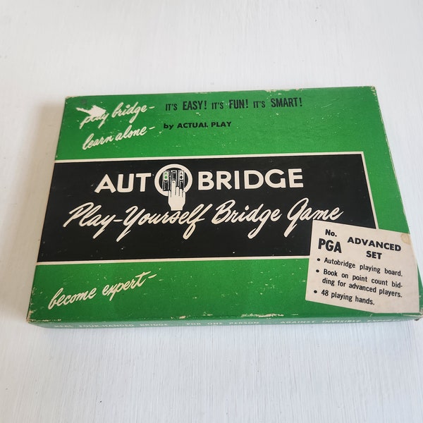 Vintage Auto Bridge Play Yourself Bridge Game by Actual Play -- Metal Bridge Board Game -- Vintage Games -- Retro Throwback Games