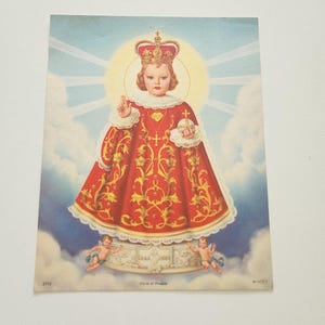 Vintage Jesus Christ Religious Picture -- Child Of Prague Print -- FAS Lithograph Catholic Religious Art -- Unframed Religious Art