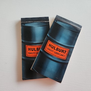 Vintage Hulburt Quality Lubricants Advertising Note Pads -- Vintage Notepads -- Home Office Stationery -- Pocket Notepads