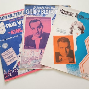 Antique Sheet Music { 1930s } It Looks Like Rain In Cherry Blossom Lane -- Piano Sheet Music -- Sheet Music Cover Art -- Junk Ephemera