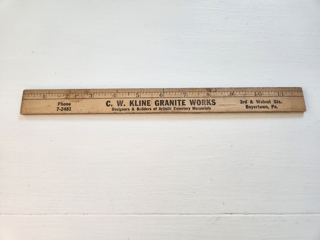 Vintage Wooden Rulers C. W. Kline Granite Works Designers & Builders OF