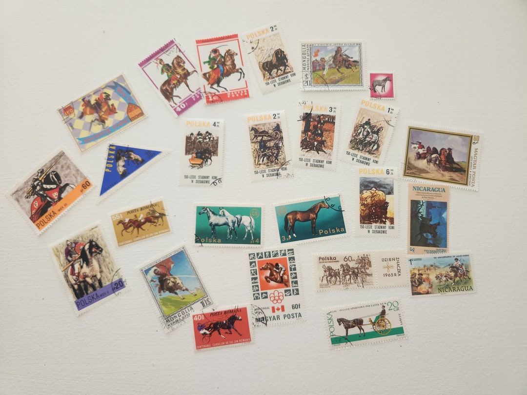 Vintage World Postal Stamps -- Horse Stamps -- Lot of 25 Canceled ...