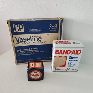 Vintage Band-Aid Box Collection -- First Aid Kit -- Vintage Bandage Advertising Tin Box Instant Collection --Vintage Pharmacy Medicine Tin