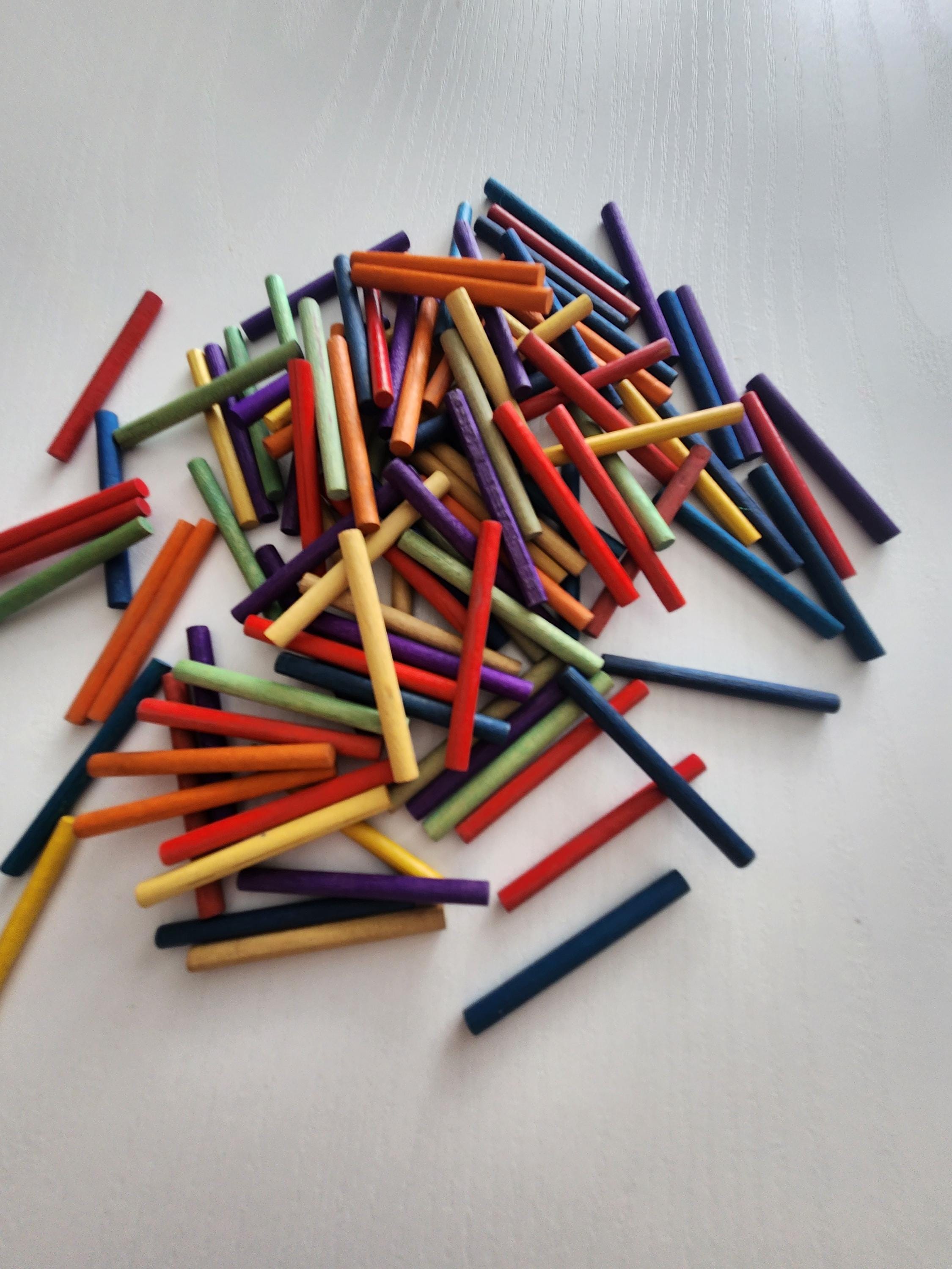 Colorful Wooden Dowels - 2 Inch Craft Sticks For Kids DIY Projects