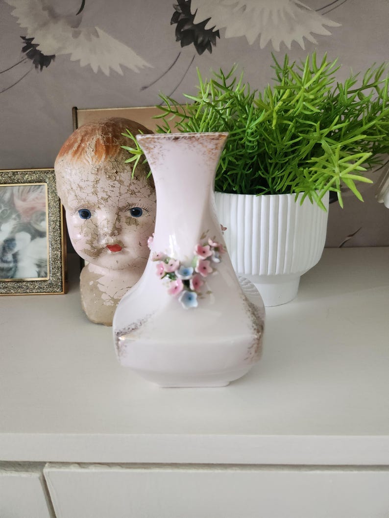 Vintage Lefton China Hand Painted Pink Flower Bud Vase -- Floral Bud ...