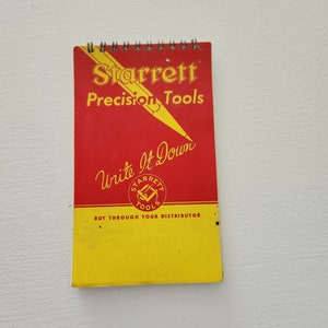Starrett Radius Gages Advertising Notepad Precision Tools &quot;Write It Down&quot; -- 1970 Vintage Stationery Notebook Pads -- Advertising Notepads