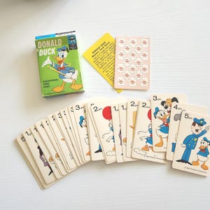 Vintage Donald Duck Ed-U-Cards Playing Card Game -- Character Picture Cards -- Vintage Children Games -- Retro Junk Journal Ephemera Pack