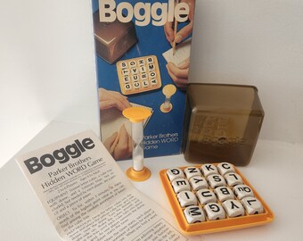 Boggle Parker Brothers Vintage Board Games -- Letter Cube Hidden Word Game -- Vintage Games & Toys -- Vocabulary Game --  Family Game Night