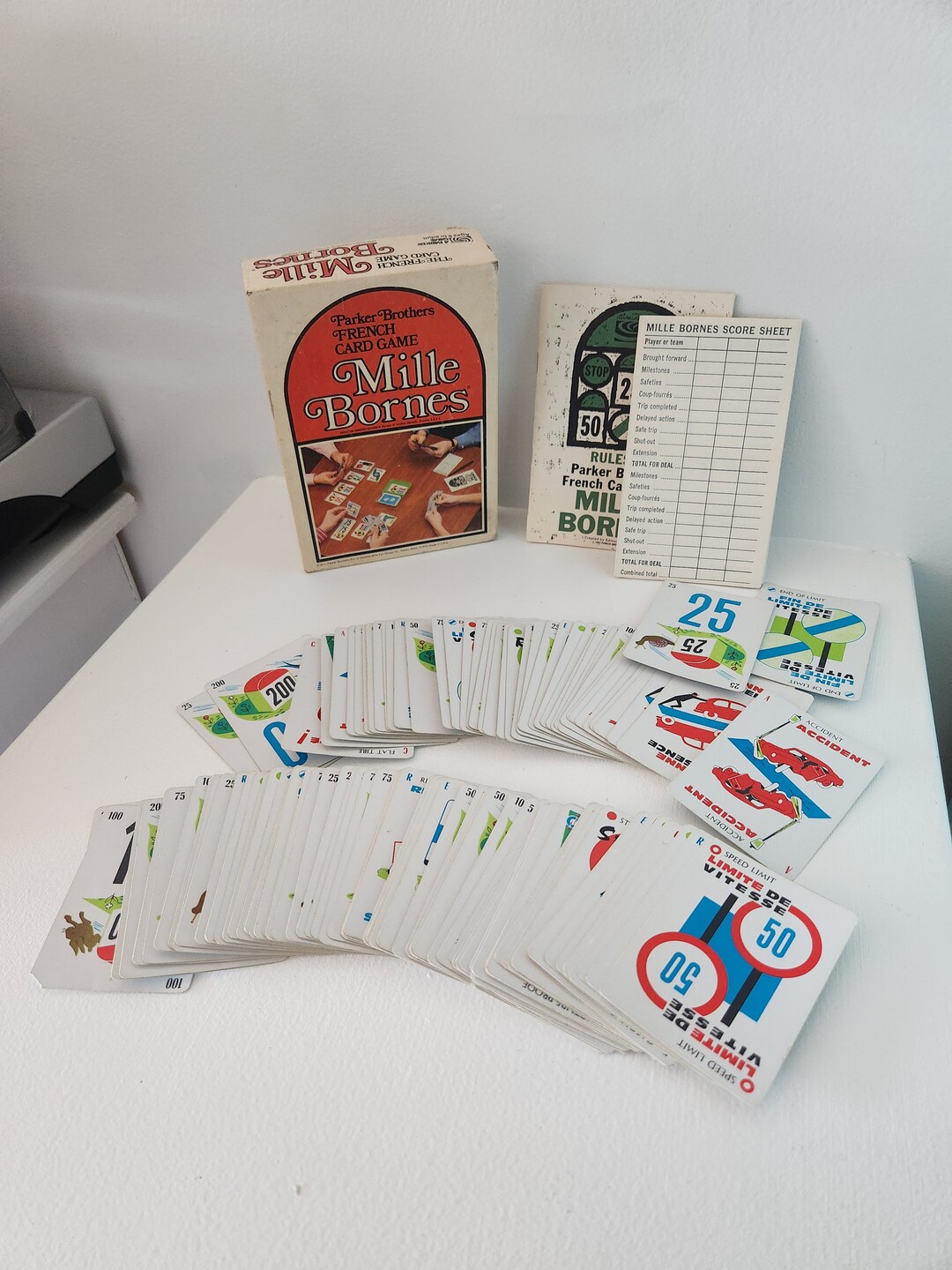 Mille Bornes French Card Game 1971 Vintage Parker Brothers Car Racing