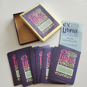 Vintage Antioch Paper Bookplates In Original Box -- Ex Libris The Library Of Bookplate Company -- Flowers & Vines Bookplates - Book Stickers