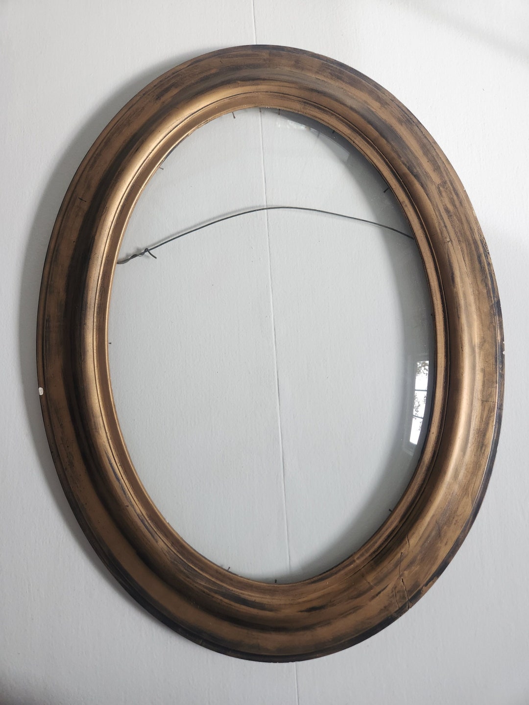 Antique Oval Wooden Frame Convex Bubble Glass Gold Style Convex Frames