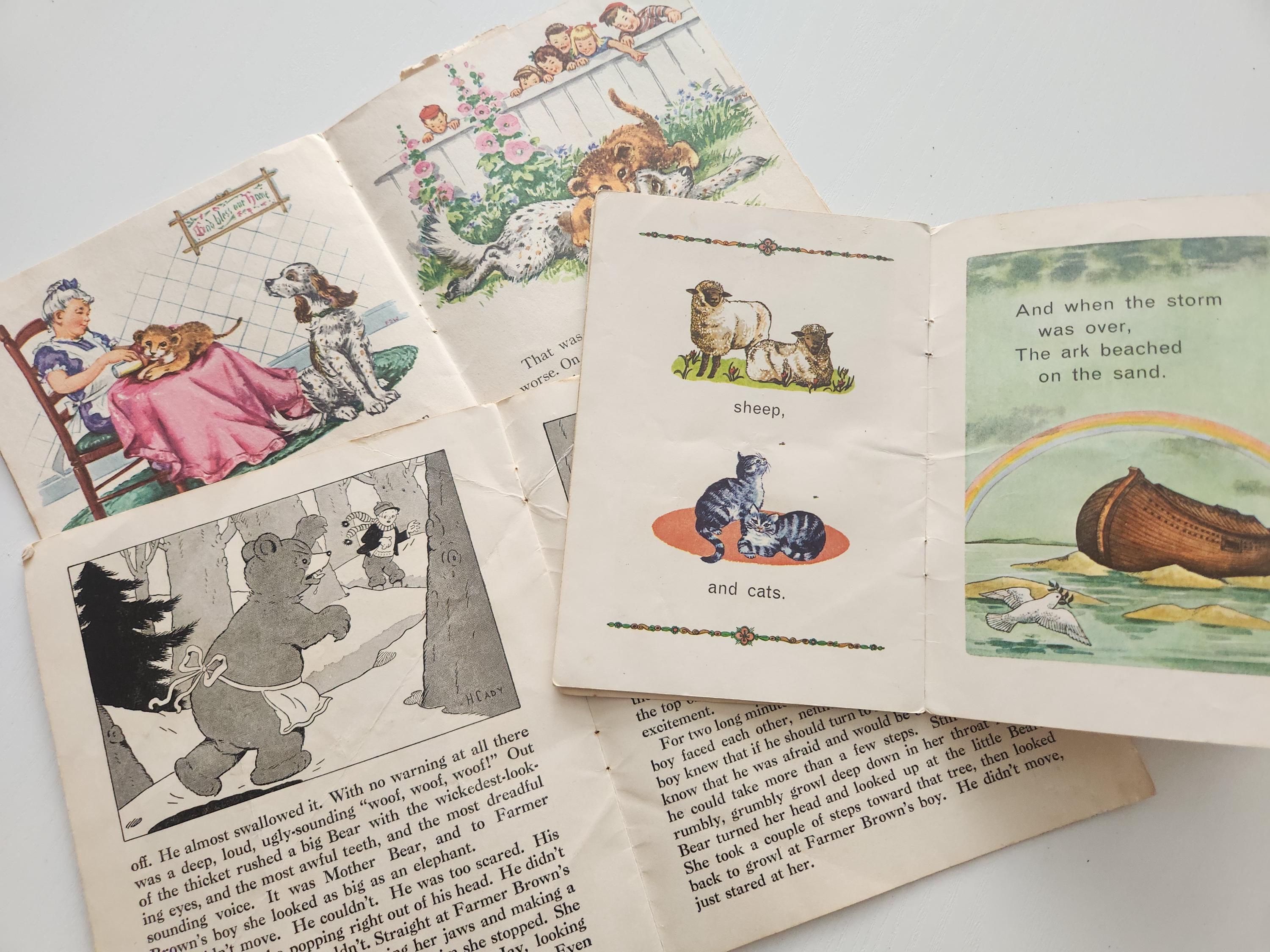 Vintage Paper Ephemera Pack Mixed Children Book Pages -- Salvaged Books ...