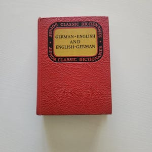German-English Junior Classic Dictionaries { 1945 }  Vintage Language Dictionary -- Travelers Reference Word Language Book -- Word Find Book