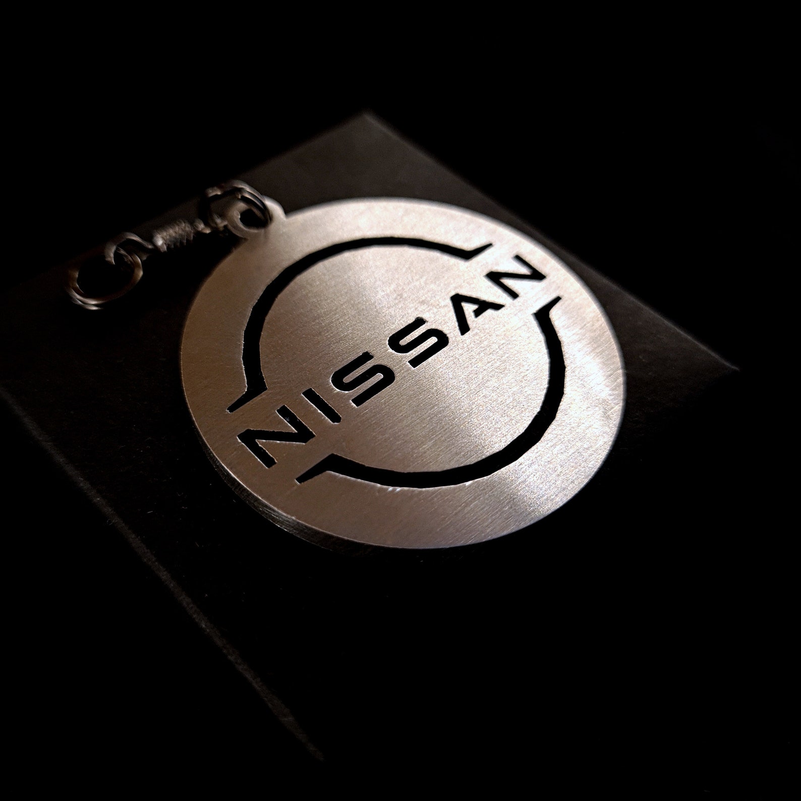 Nissan handmade keychain Titanium Brass Steel Blued Etsy