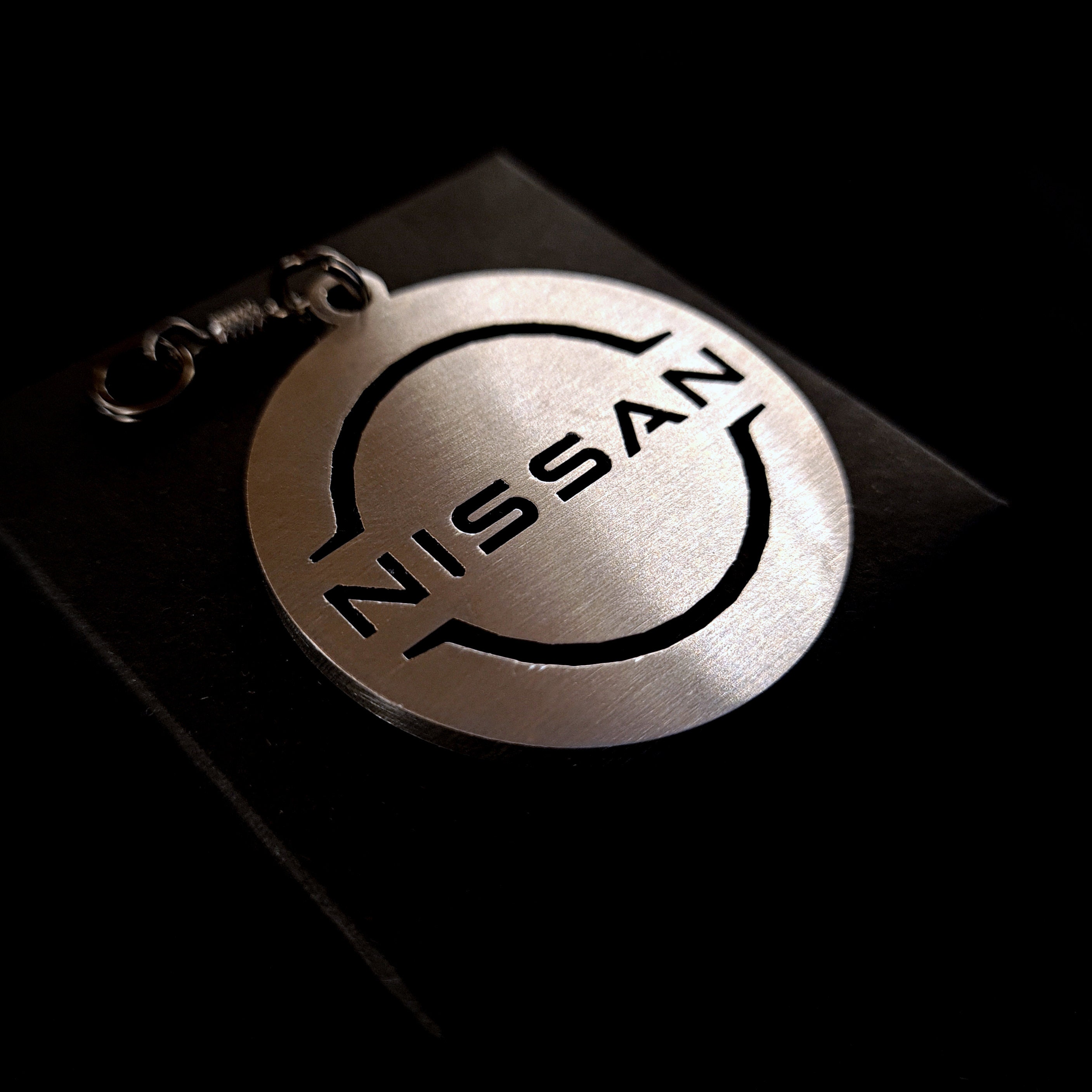 Nissan handmade keychain Titanium Brass Steel Blued Etsy