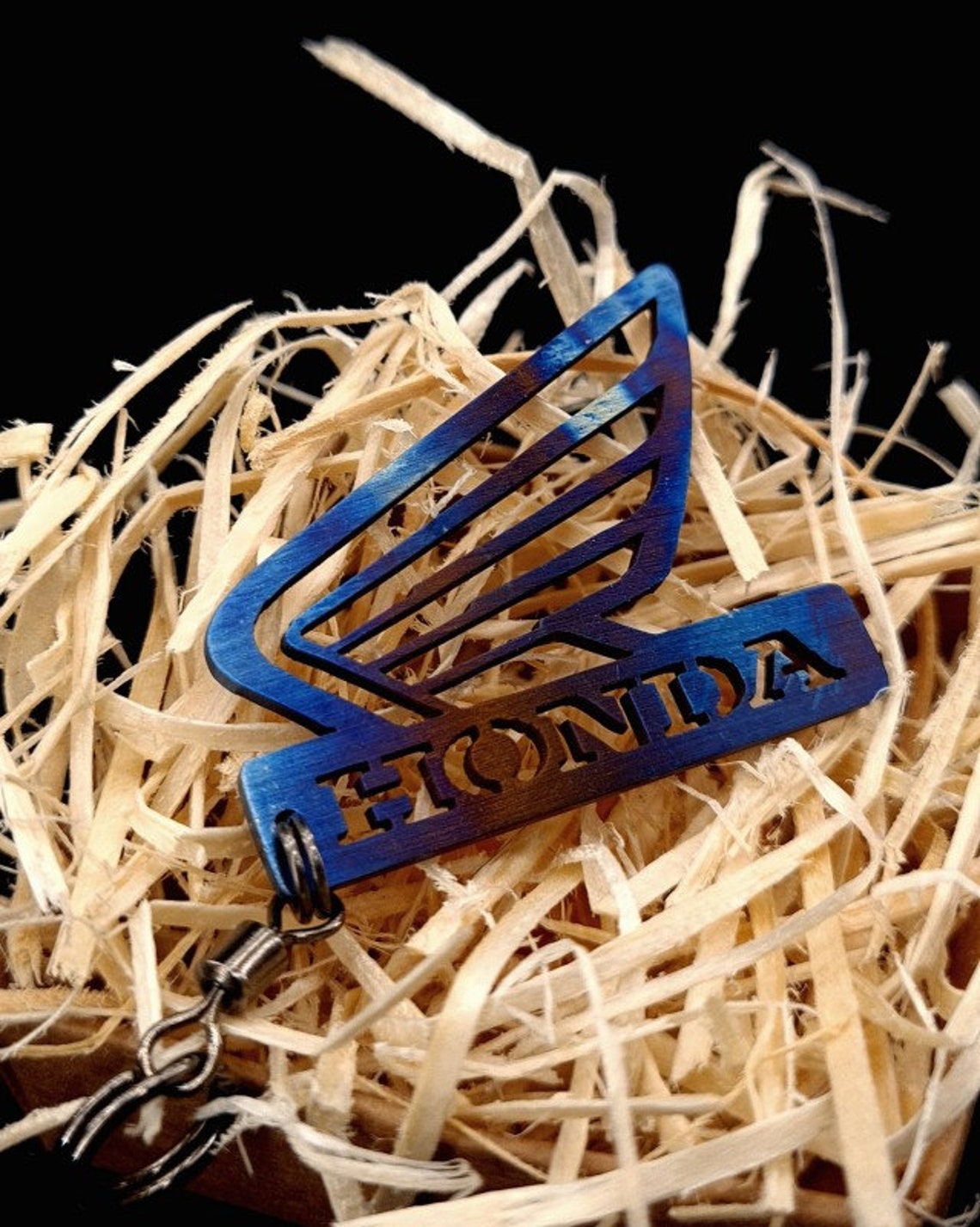 Honda motorcycle keychain Titanium Brass Steel Blued Etsy