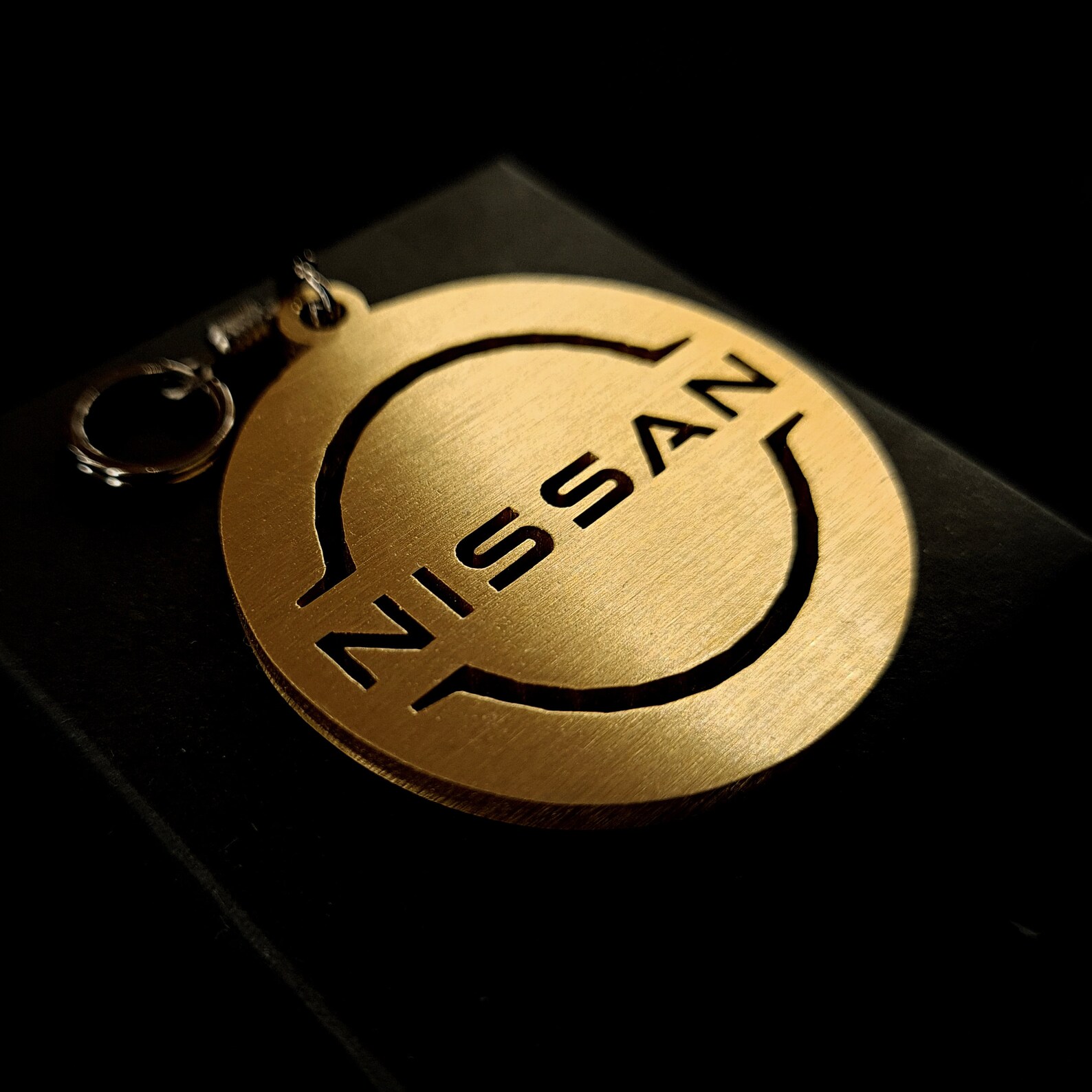 Nissan handmade keychain Titanium Brass Steel Blued Etsy