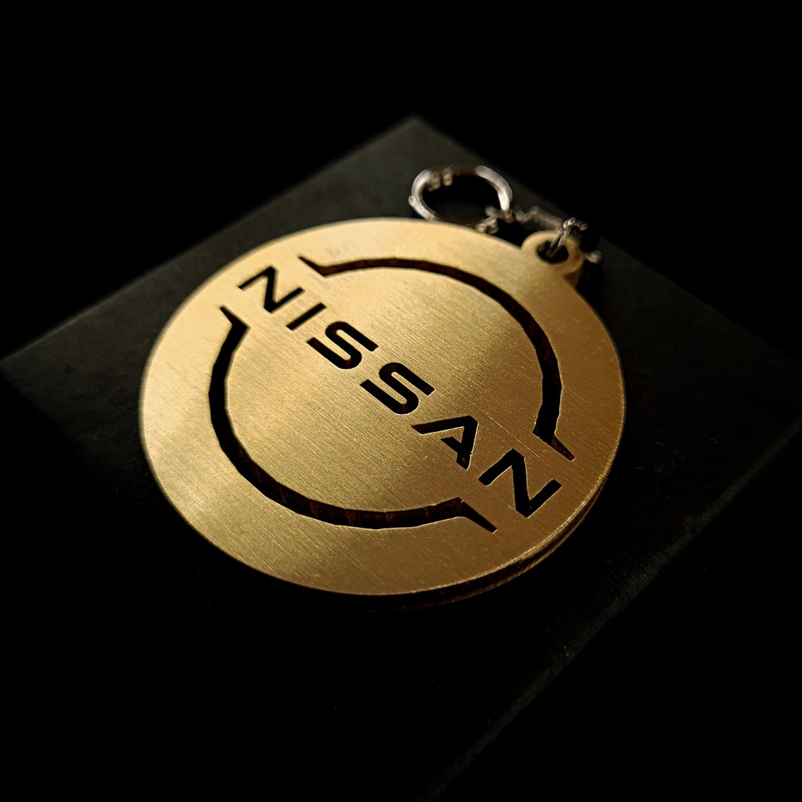Nissan handmade keychain Titanium Brass Steel Blued Etsy