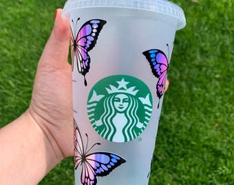 LV x Butterflies Custom Starbucks Cup 🦋💜 For pictures please