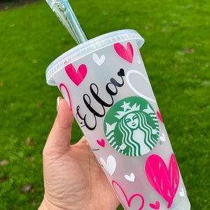 Valentine Hearts Starbucks Venti Cold Cup 24 Oz Reusable Personalized, Starbucks cold cups, Perfect Valentines gift