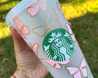 Butterfly Starbucks Cup, Custom Butterfly Cup, Starbucks Tumbler, Reusable Starbucks Cup, Holographic Butterflies, Personalized Cup