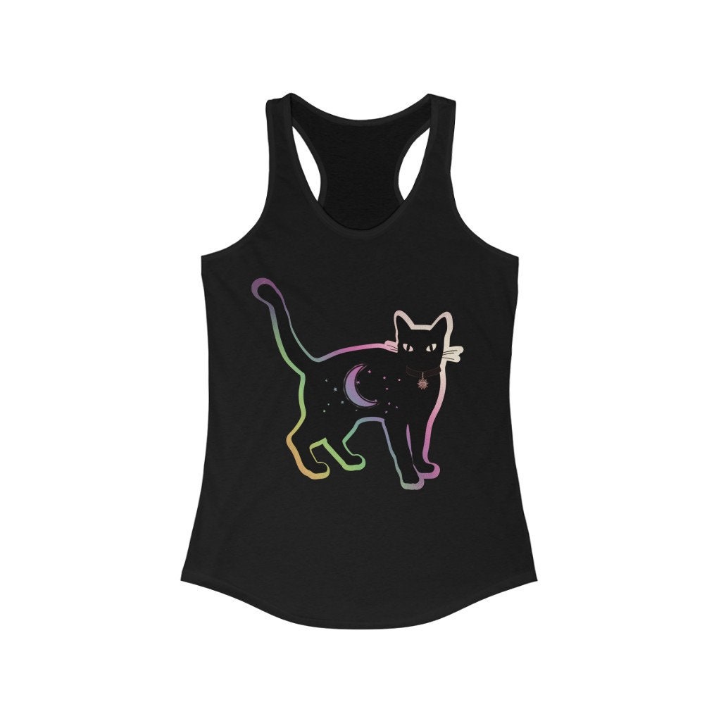 Celestial Cat Tank Top, Women's Edgy Tank Top, Goth Tank Top, Black Cat