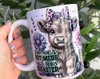 Taza de vaca de las Tierras Altas / Taza de café picante / Regalo para chica de granja