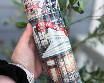 Vaso brillante de 20 oz de librería vintage, para amantes de los libros, taza acogedora para biblioteca, regalo para lectores