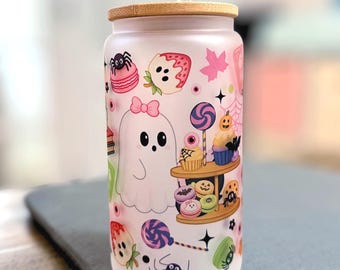 Halloween Cup 16oz, Ghost Glass, Kawaii Spooky Can Cup