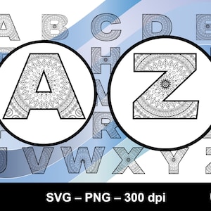 Alphabet mandala svg / lettres mandala svg fichiers coupés / mandalas svg / alphabet svg / mandala svg / coloriage mandala / lettres monogrammes svg