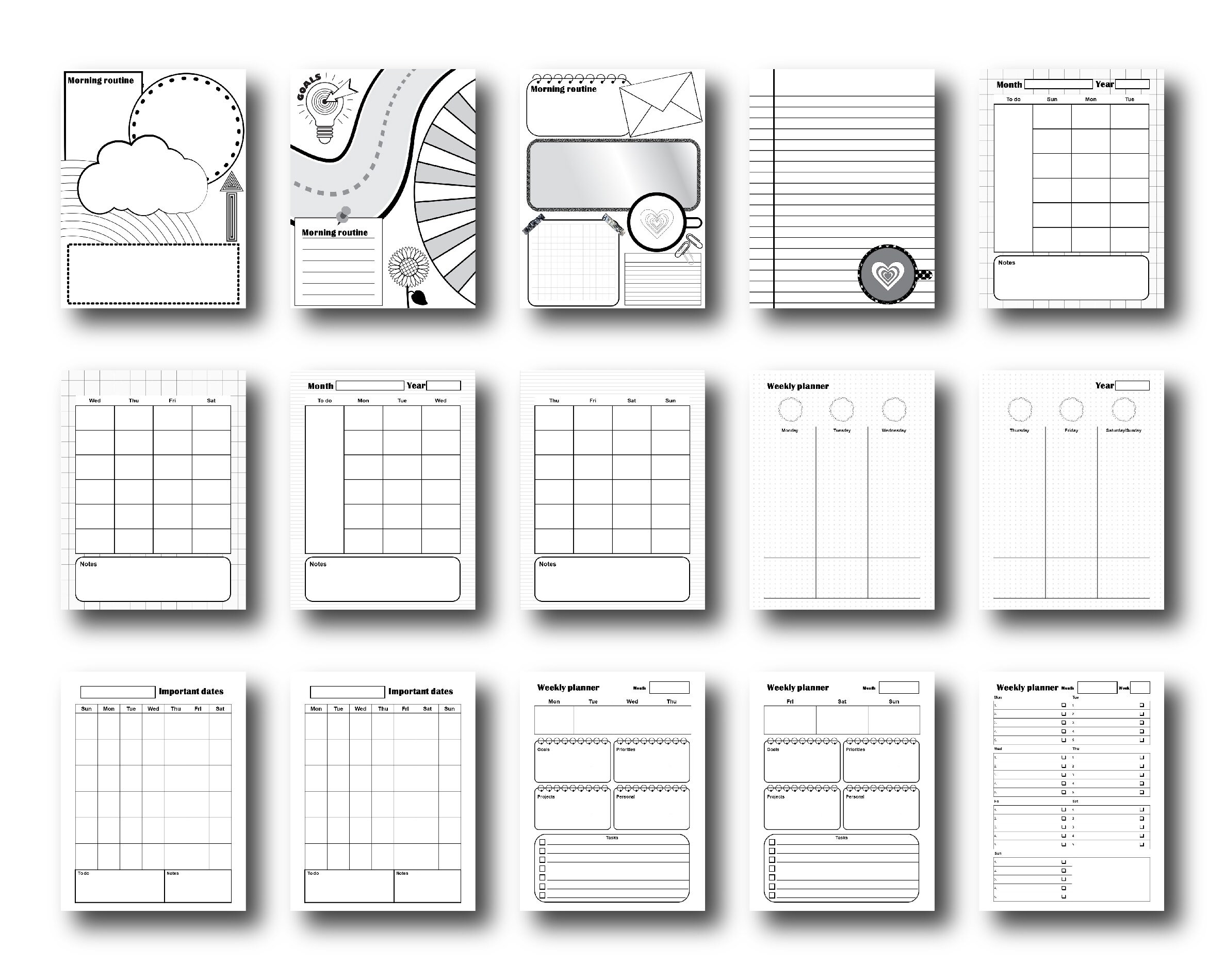 Journal Pages Printable Template Pages Journal Pages Bundle