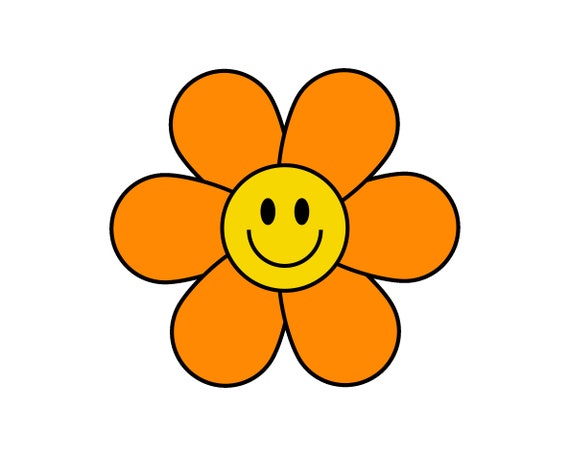 Flower Smiley Face / Retro Groovy Flowers Svg / Hippy