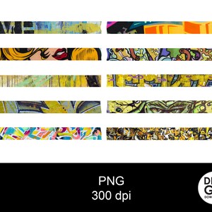 Ruban washi numérique / graffiti ruban washi numérique / ruban washi numérique jaune / clipart ruban washi graffiti