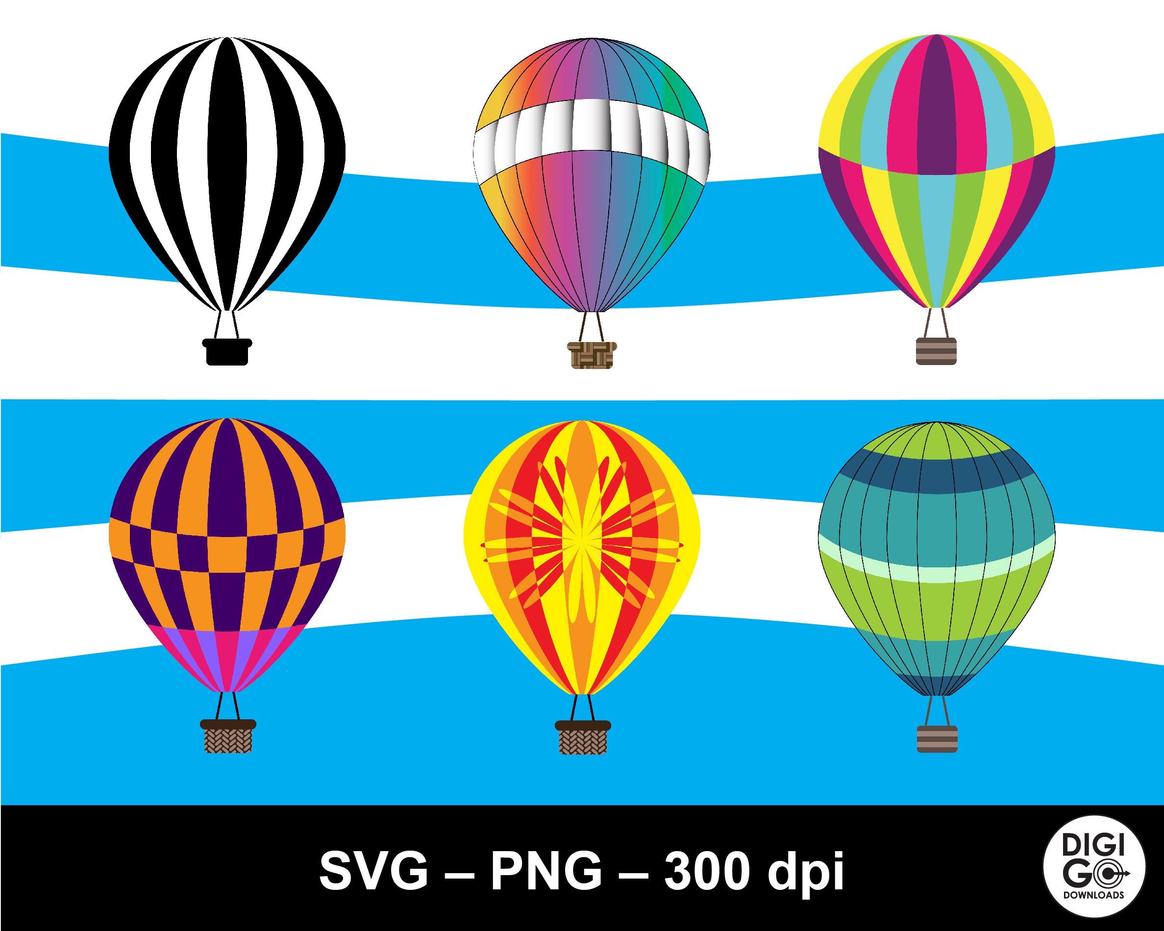 Air Balloon Clipart / Hot Air Balloons Svg Bundle / Air Balloons Svg ...