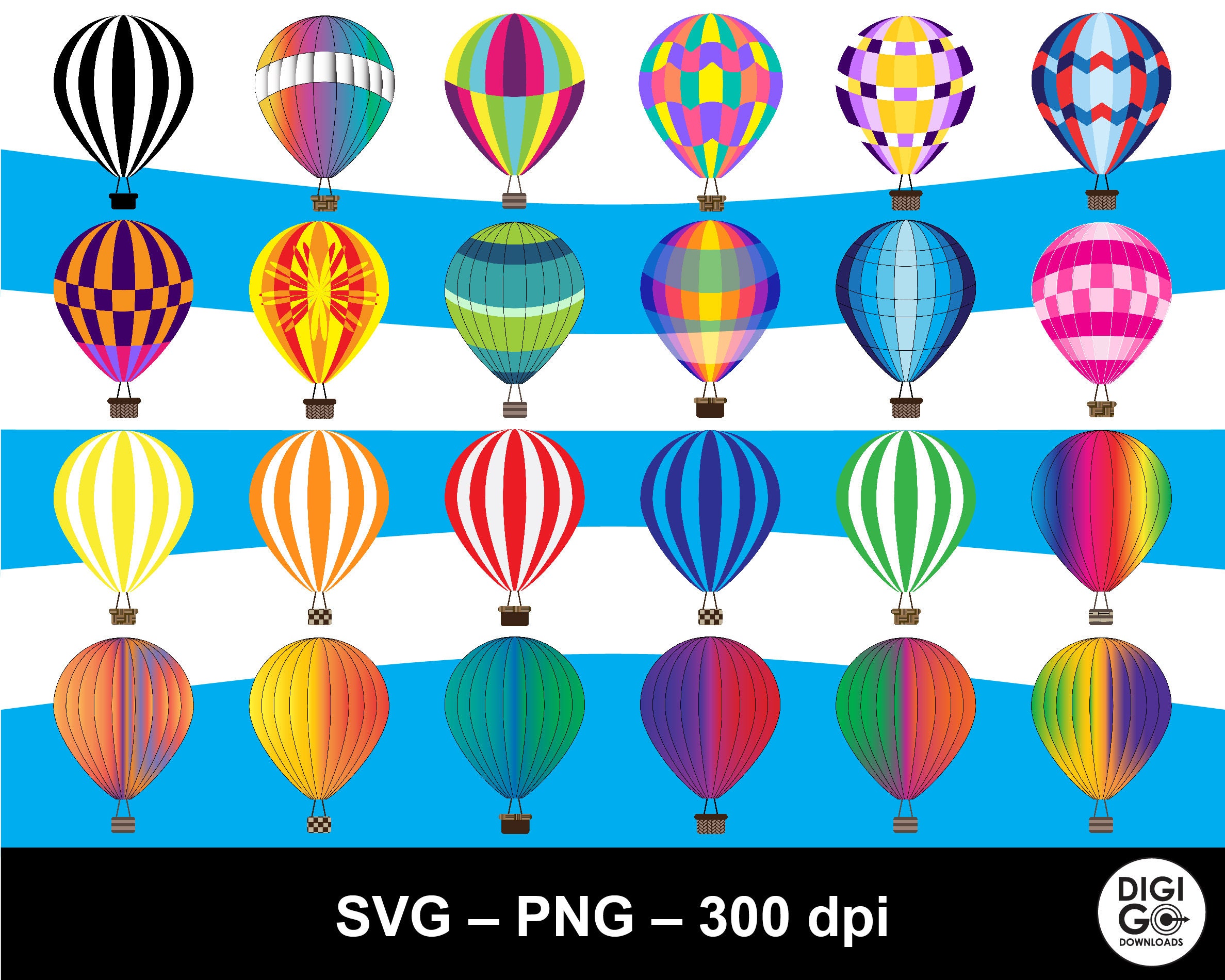 Air Balloon Clipart / Hot Air Balloons Svg Bundle / Air Balloons Svg ...