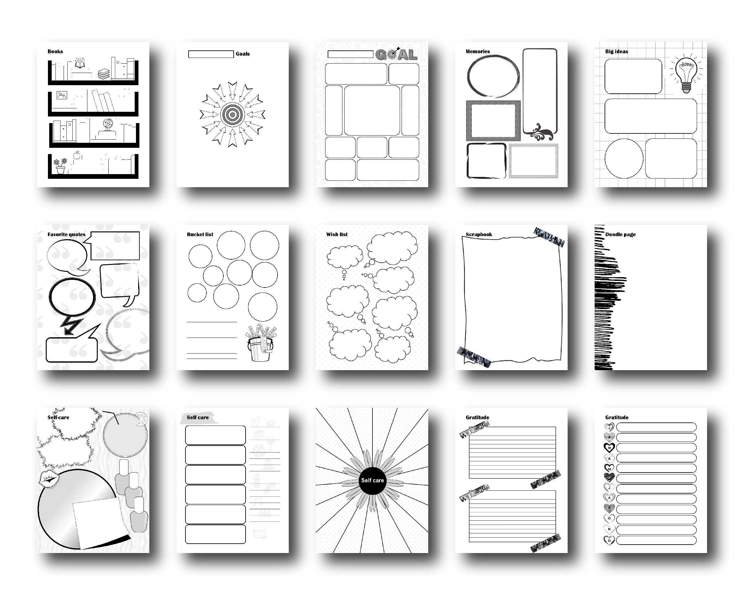 Journal Pages / Printable Template Pages / Journal Pages Bundle / Bullet Tracker Pages / Fitness ...