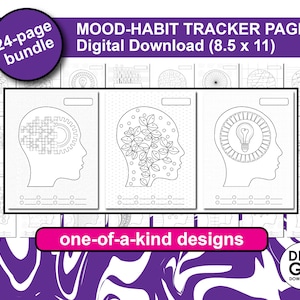 Journal printables / journal pages bundle / Mood tracker / habit tracker / mood journal / bujo inserts / bujo templates