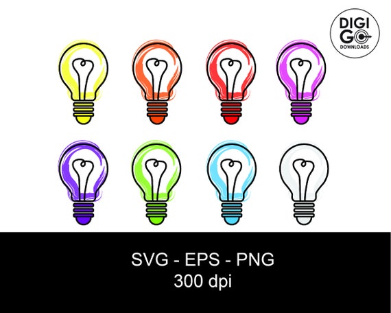 Lampadina svg / lampadine colorate / illustrazioni di lampadine / lampadina  aziendale / lampadina png / clipart lampadina colorata -  Italia