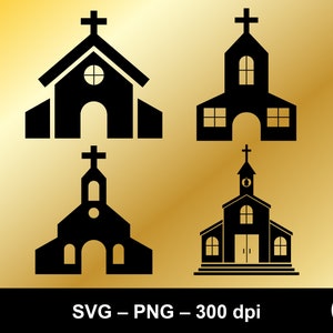 Church svg / church silhouette / church cut file / church building svg / church clipart / church svg bundle
